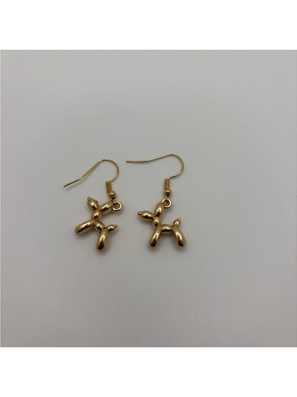 Gold Balloon Dog Earrings - Picture 2 of 5
